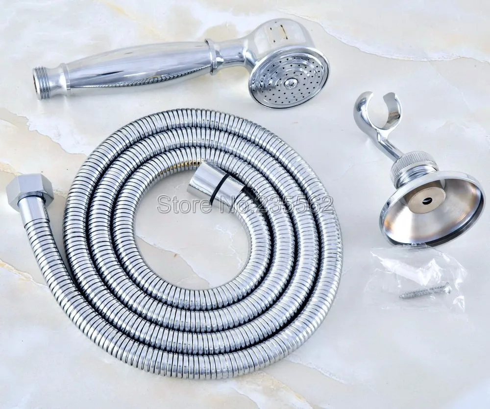 

Polished Chrome Brass Telephone Style Bathroom Handheld Shower Head Water Saving Shower Head 1.5M shower hose Wall Bracket
