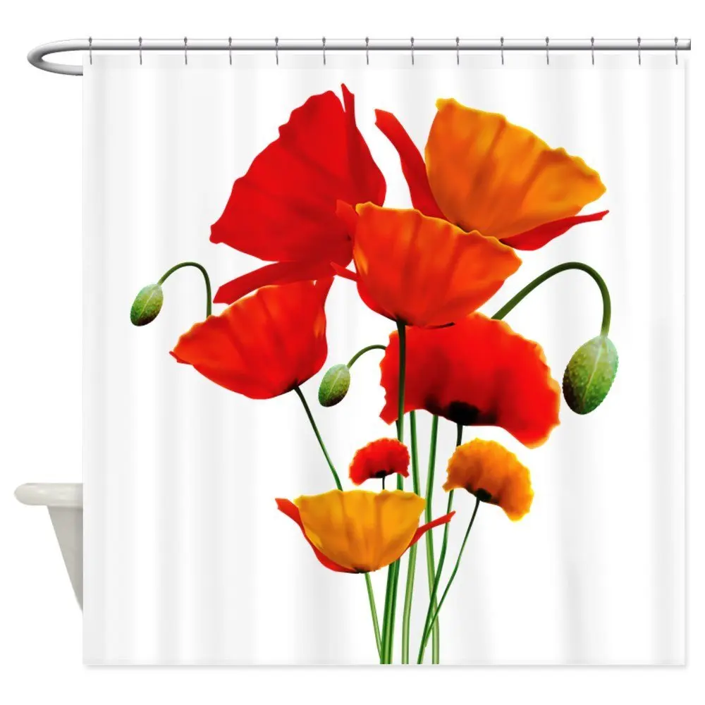 Кучка California Poppies декоративная тканевая душевая занавеска в комплекте Придверные