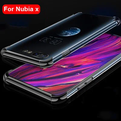 Мягкий ТПУ чехол для Nubia X чехол s Ультра тонкое прозрачное покрытие блестящий чехол 6,26 ''для Nubia X Nubia смешанный силиконовый чехол для телефона - Цвет: Черный