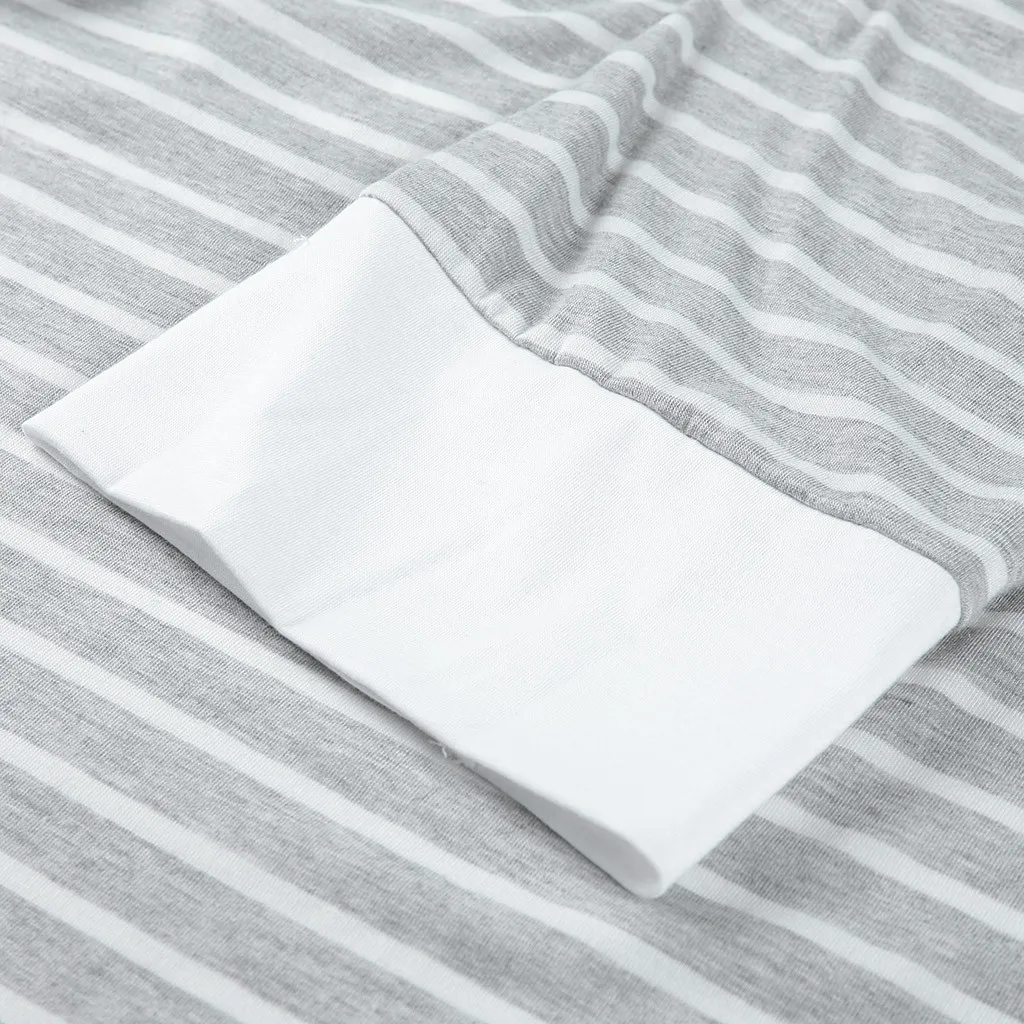 Топ для кормящих женщин платье в полоску свободного покроя с длинным рукавом