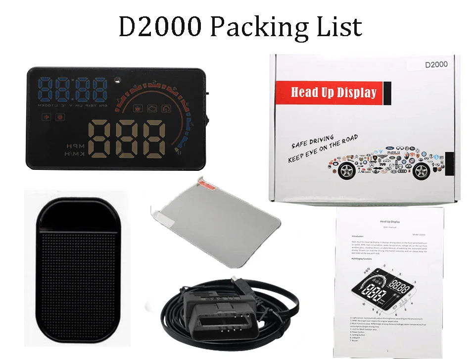 5," A8 проектор на лобовое стекло автомобилей HUD Head Up Дисплей и 4" D2000 OBD2 Дисплей светодиодный ветрового стекла OBD сканер более Скорость Предупреждение автомобильный проектор скорости