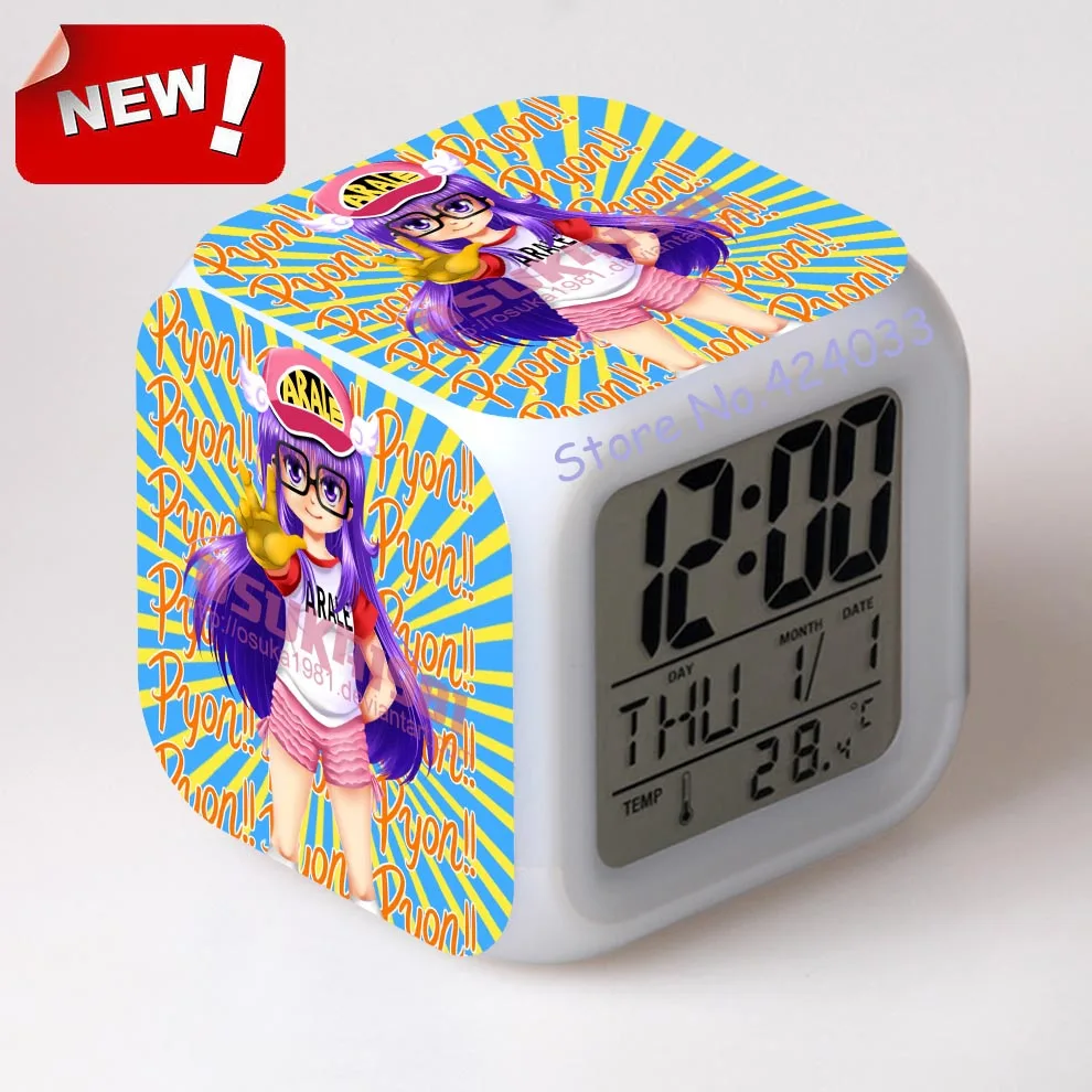 Arale будильник светодиодный свет 7 цветов изменить ЖК дисплей Reloj Квадратный