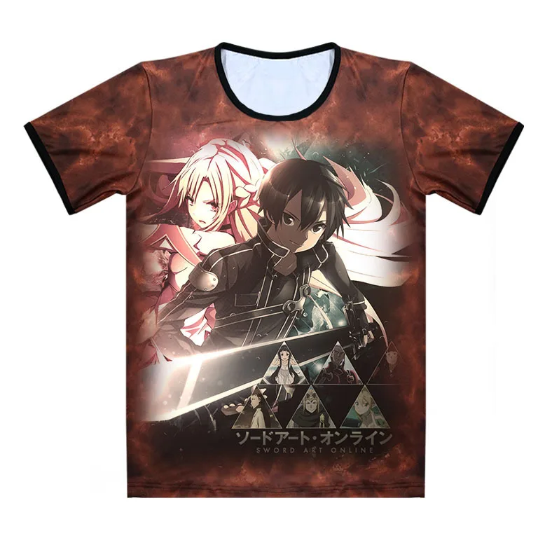 Меч Искусство Интернет футболка Асуна Kirito Kirigaya Kazuto SAO Косплэй Костюм Аниме Мода