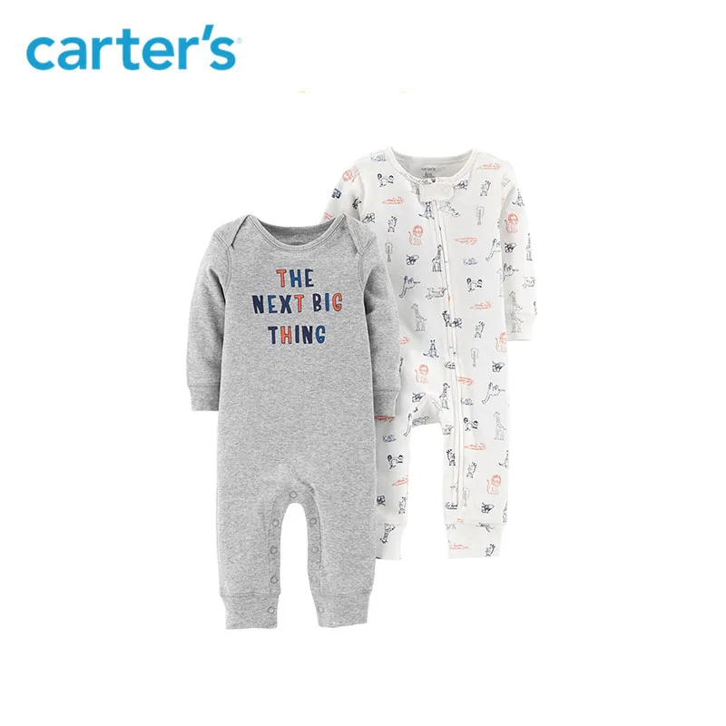 Carters 2Pcs/lot jumpsuits cute print long sleeve baby girl rompers Soft cotton newborn boy clothes set 126H458/126H653 | Мать и ребенок