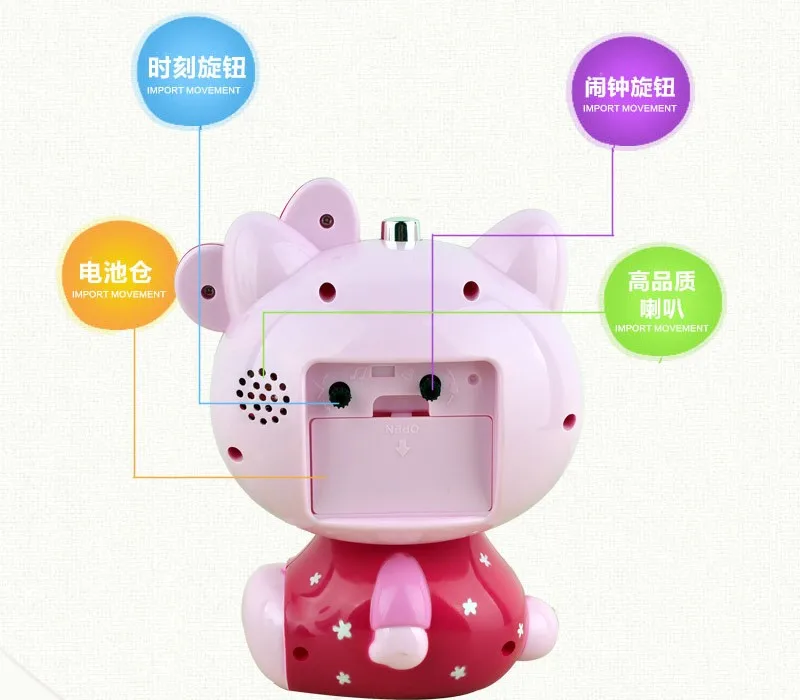 hello kitty Дети отключить будильник с ночным светильник несколько мелодий прикроватный будильник подарок на день рождения