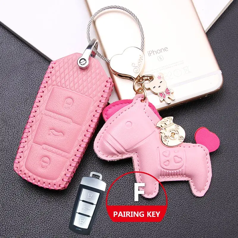 Кожаный брелок из воловьей кожи чехол для автомобиля Volkswagen CC POLO Golf jetta key packet чистый ручной работы женский брелок