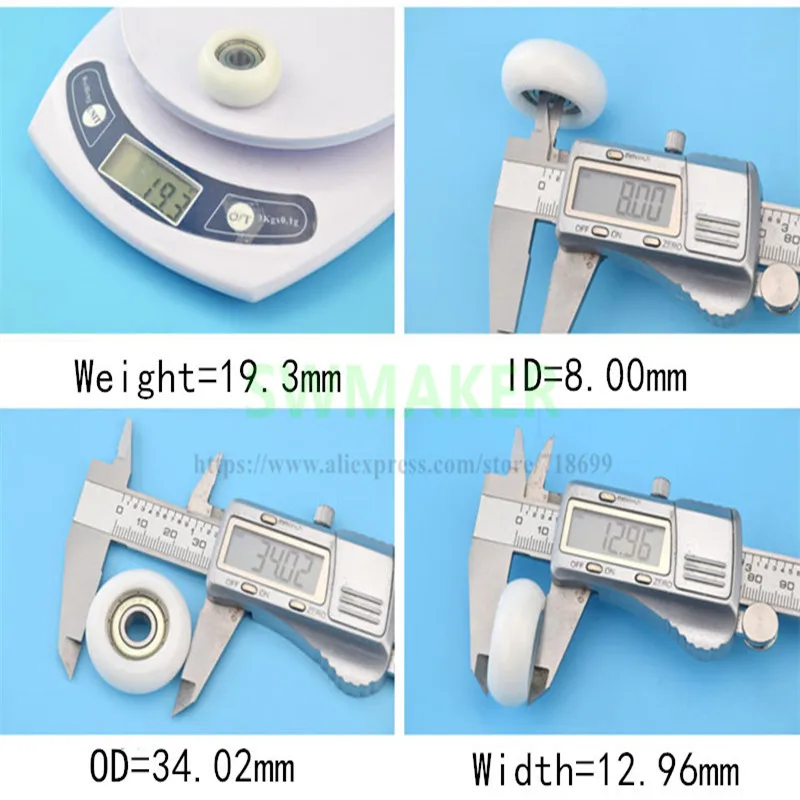 SWMAKER 8*34*13 мм R образный пластиковый нейлоновый шкив с подшипником 608 для плоских