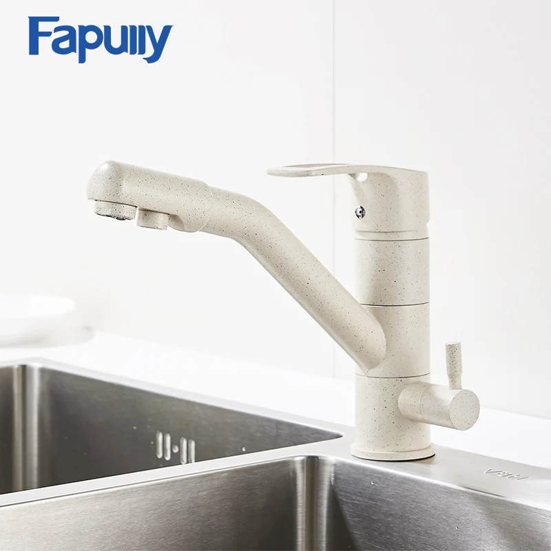 Fapully Kitchen Faucet Brass Sink Mixer Khaki Color Drink Water Tap 360 Degree Rotation Drinking Filter 623-33YM | Обустройство дома