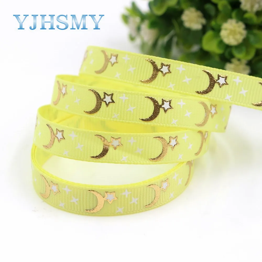 YJHSMY I 19418 1025 10 ярдов 3/8 дюйма (10 мм) однотонные ленты с горячим тиснением в виде