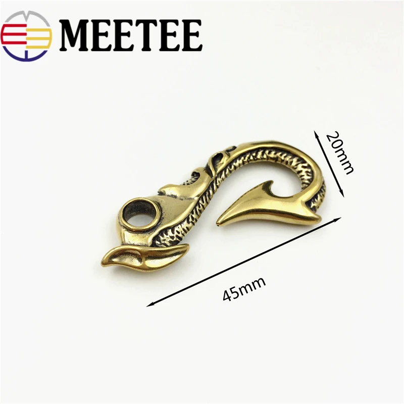 Медные пряжки Крючки Meetee из твердой латуни 2 шт. s образная застежка брелок с
