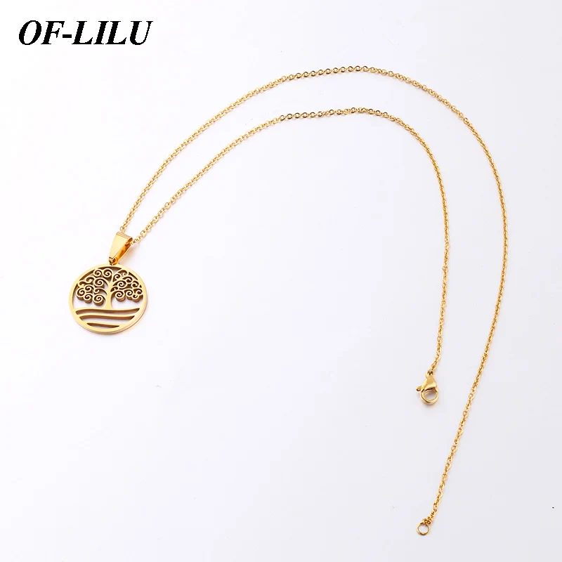 Ожерелье из нержавеющей стали с геометрическим рисунком Дерево жизни Модное
