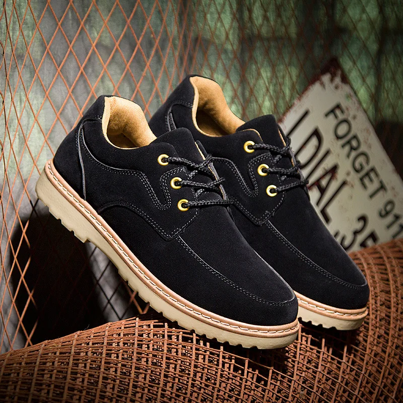 New Spring Autumn Man Walking Shoes leather Breathable balance Korean Wear-resistant warm non-slip Pure color walking men | Обувь