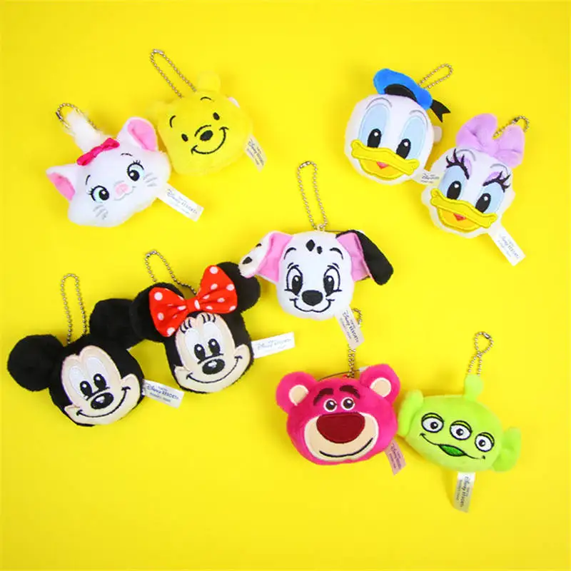 

5cm Disney plush toy popular plush doll head mickey Minnie pendant hanging brooch accessories