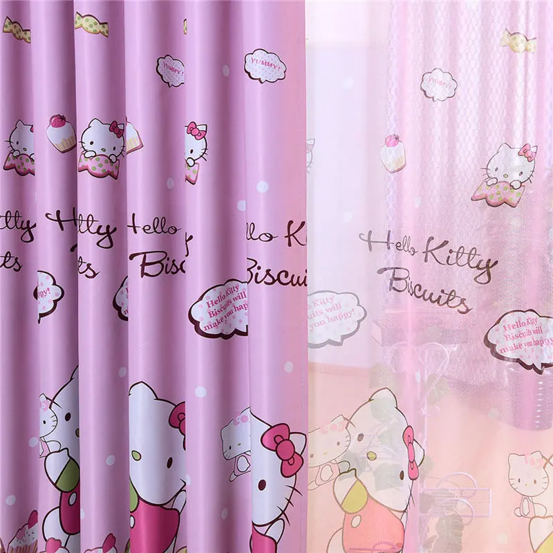Милый рисунок «hello kitty» розовый принт шторы детская комната детская спальня гостиная шторы панели окно