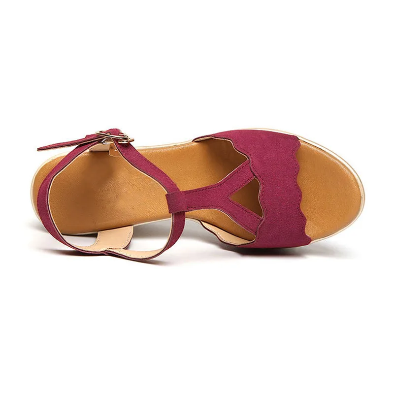 Босоножки на танкетке женские летние новые туфли высоком каблуке платформе