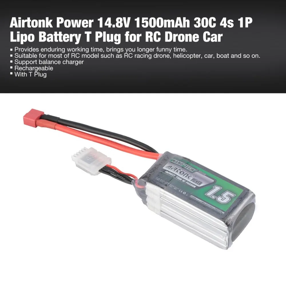 Airtonk power 14 8 V 1500mAh 30C 4S 1P Lipo батарея T Plug перезаряжаемая для радиоуправляемого