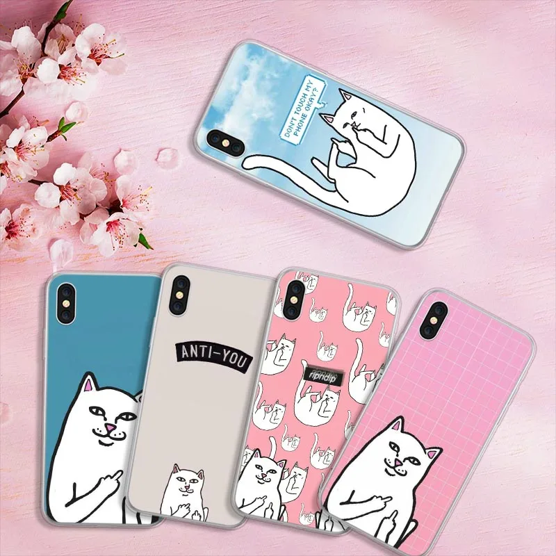 KISSCASE Ripndipp Cat Чехол для iPhone 7 8 Plus чехол мультяшный Кот 6 S X XS MAX XR 5 5S SE силиконовые