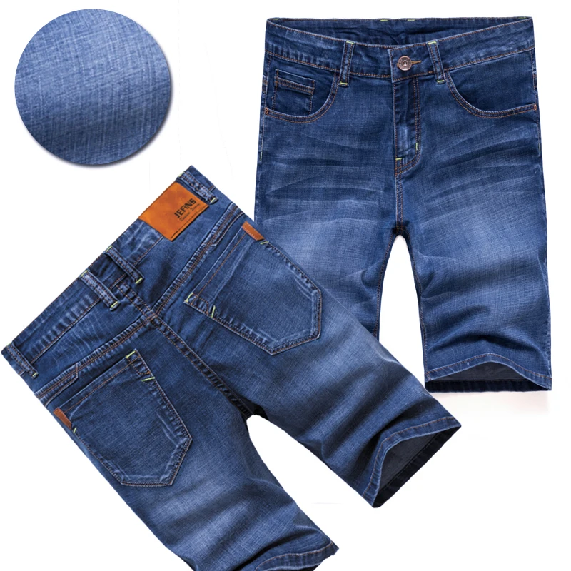 

2019 New Summer Men Slim Fit Fashion Jeans Short Male Clothes SKY Blue Cotton Denim Shots High Quality Plus Size 28- 40