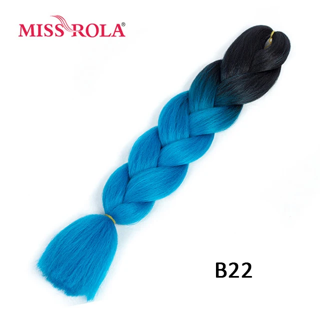 Miss Rola, большие синтетические косы, волосы, 100 г, 24 дюйма, высокотемпературное волокно, Джамбо, волосы для наращивания, Омбре, вязанные крючком, косички - Цвет: B22