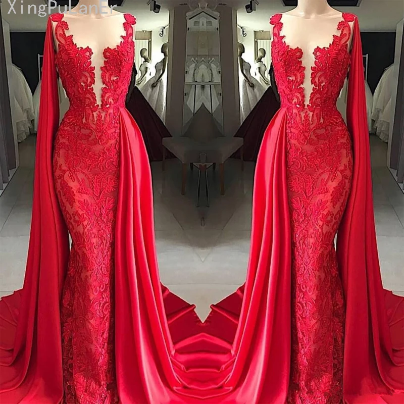 Красные мусульманские Вечерние платья модель 2019 стандарта длинное вечернее