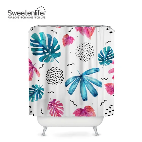 Sweetenlife 180x180 см с рисунком птиц и цветов, занавески для ванной, высокое качество, занавески для душа, экологичные, водонепроницаемые занавески, 12 крючков - Цвет: SL0078