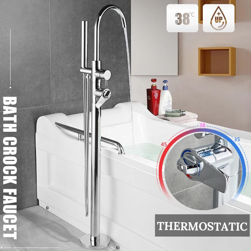 Contemporary Chrome Bathroom Tub Mixer Tap Two Model Switch Thermostatic Faucet Floor Mount With Handle Shower | Обустройство дома