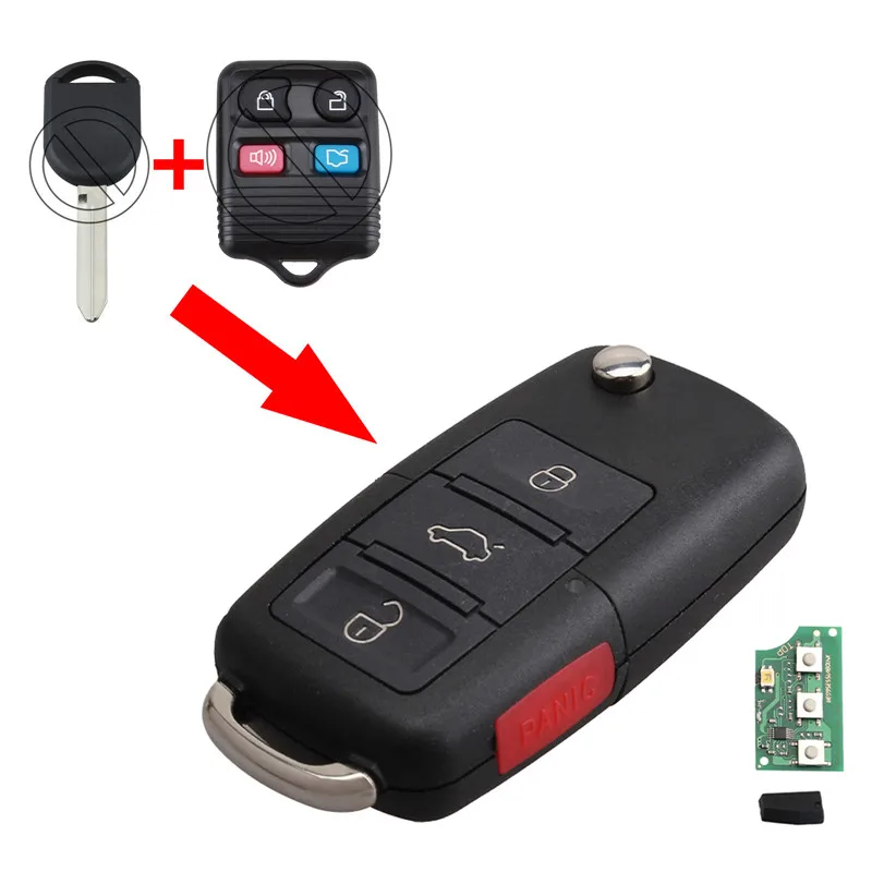 GORBIN 3 + 1 кнопки складной модифицированный полный дистанционный ключ для Ford CWTWBU322