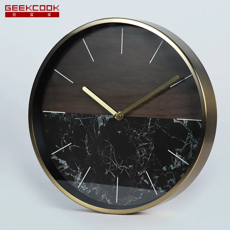 Современные настенные часы Geek Library с мраморным деревянным зерном: жесткие и