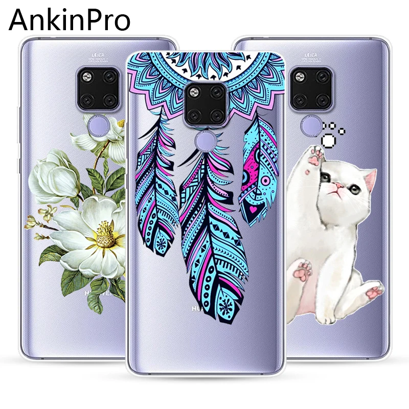 Ultra Thin Silicone for Huawei Mate 20 Pro Lite Case TPU Cover Soft Fitted Half Wrapped Phone Cases Cat Dog Rabbit AnkinPro | Мобильные