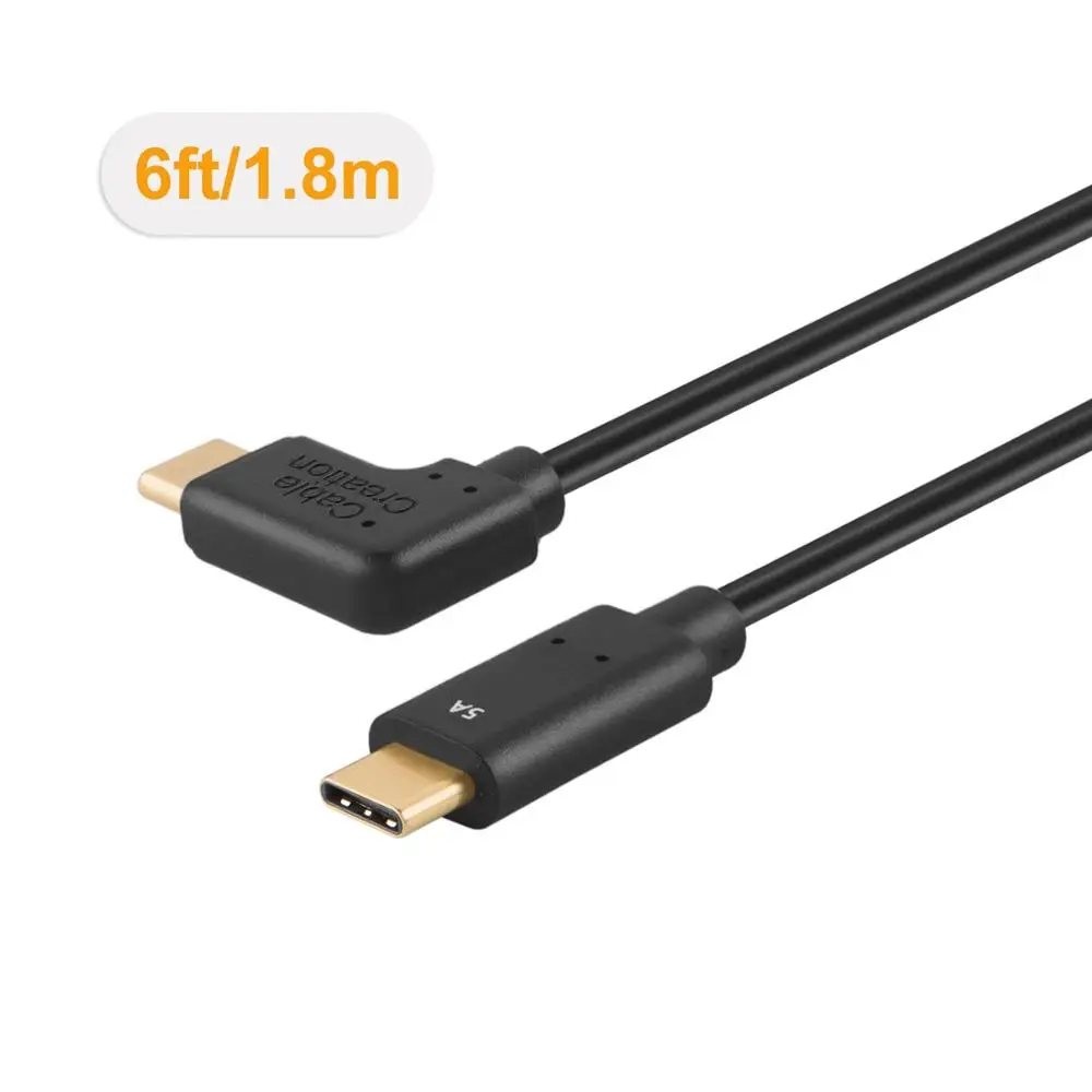 Фото Кабель CableCreation USB Type C (5A) черный на левый угол кабель для быстрой зарядки Поддержка Кабель CableCreation USB Type C (5A) черный на левый угол кабель для быстрой зарядки Поддержка