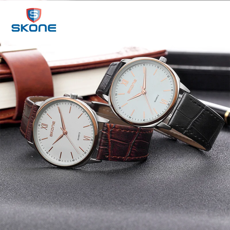 SKONE 2017 Новинк Модный Большой Циферблат Простые Деловые Часы Мужские Наручные