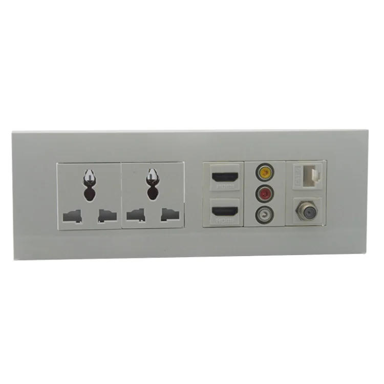 118 настенная пластина с универсальной розеткой питания 2 X HDMI F head TV CAT6 RJ45 3RCA AV