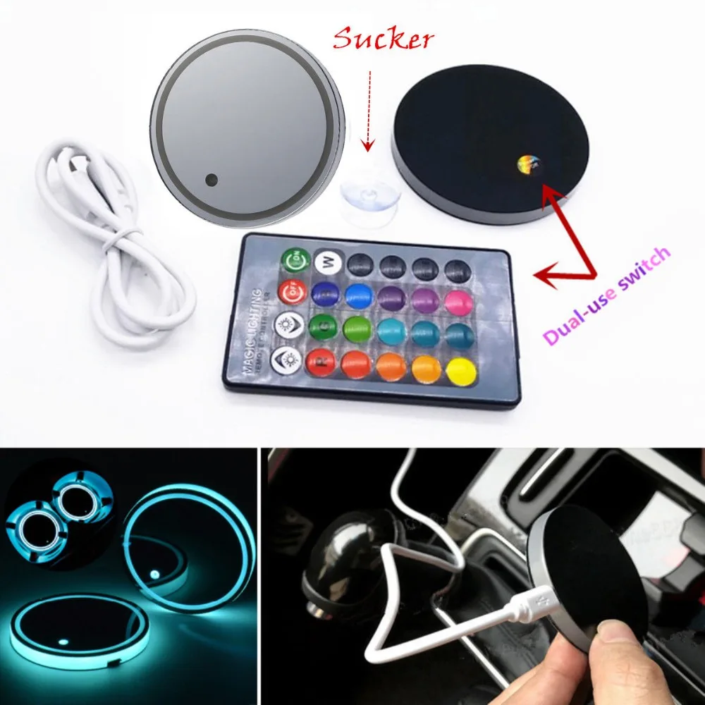 2 шт. RGB светодиодный пульт дистанционного управления USB автомобильный интерьер