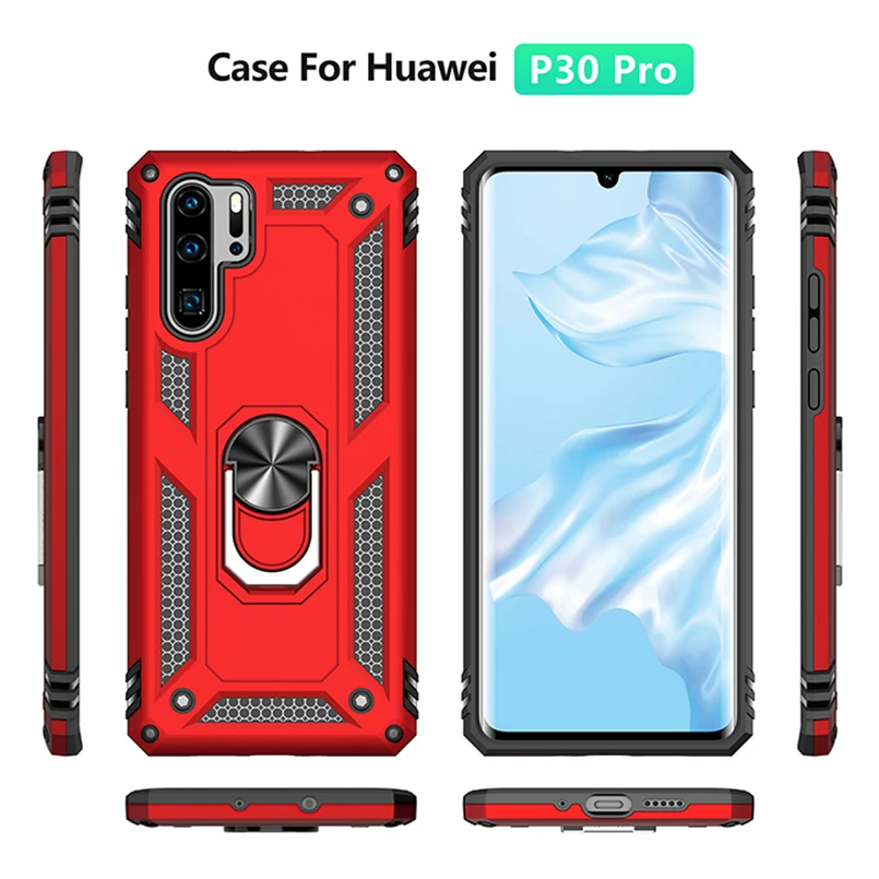 Кронштейн кольцо чехол для huawei P30 Lite PC + TPU противоударный Бампер Pro P Smart 2019 Coque Capa |