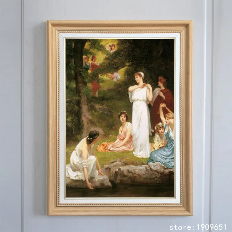 cotton no frame classical court figure girls landscape canvas printings oil painting printed on art decoration pictures | Дом и сад