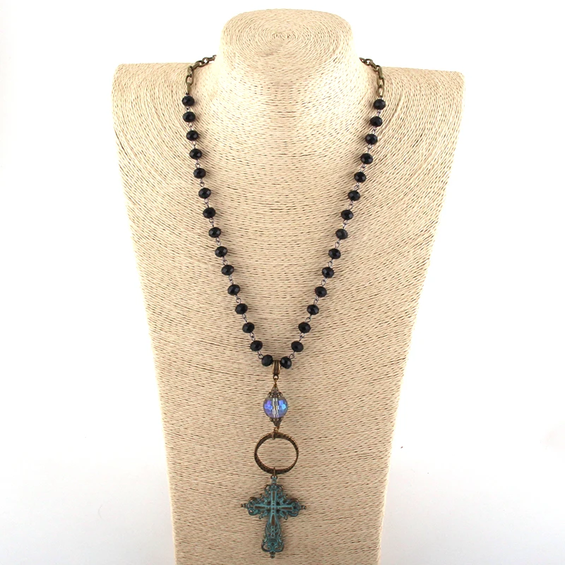 Модные украшения стеклянный Хрустальный Розарий длинная цепь металлический