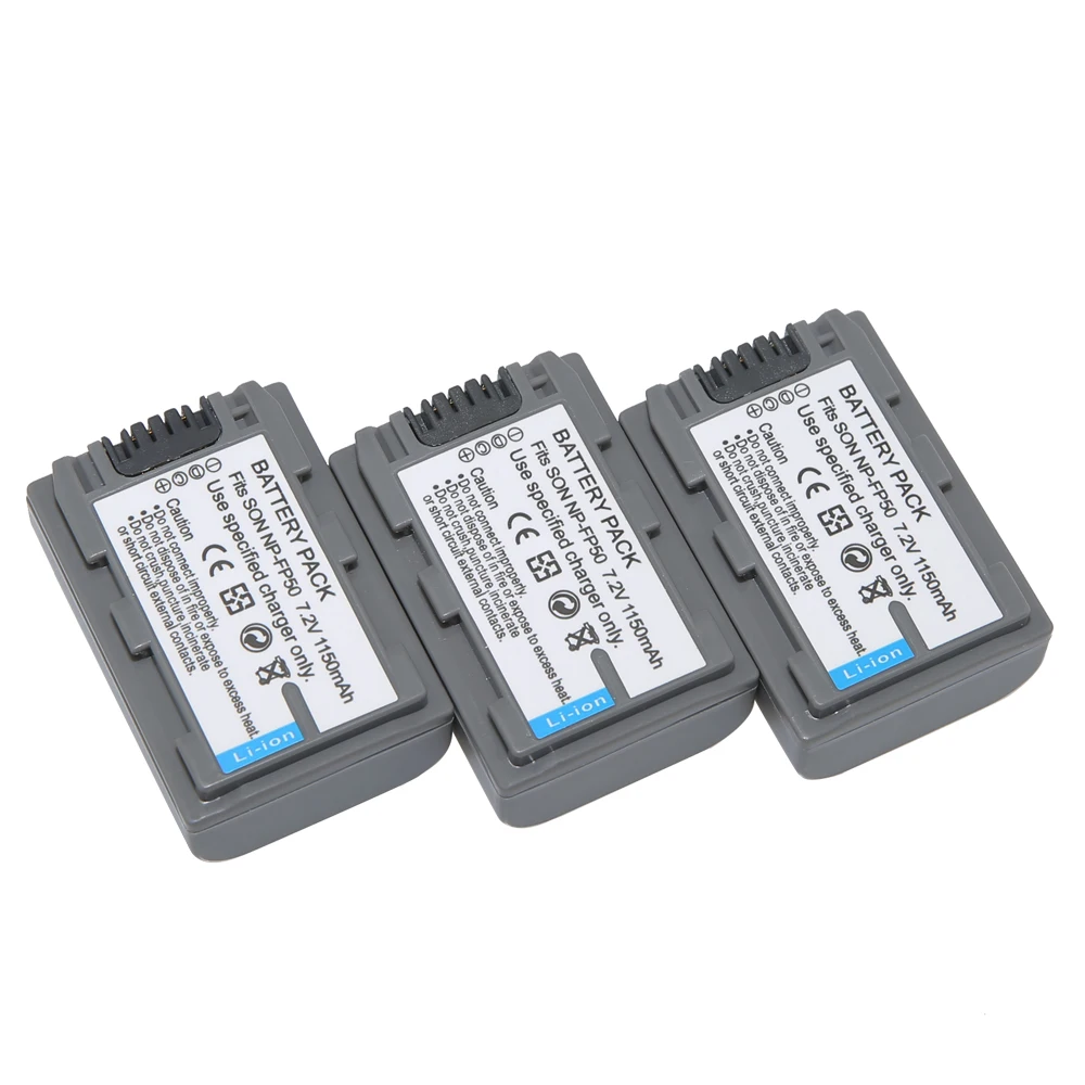 3 шт. NP-FP50 NPFP50 NP FP50 NP-FP51 FP51 камера батарея + ЖК-Зарядное устройство USB для Sony ACC-TCP5 VQP1
