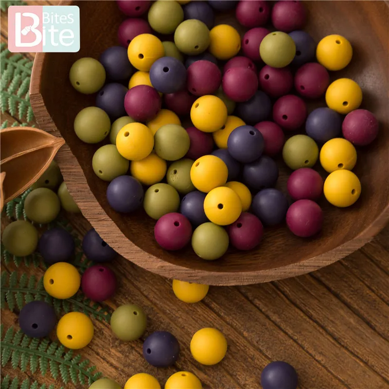 Bite Bites 100 шт 12 мм/15 мм Силиконовые Круглые бусины Детские Прорезыватели кунжута DIY