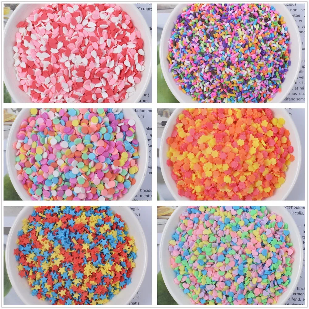 

100g/bag Slime Clay Sprinkles For Filler For Slime DIY Supplies Candy Fake Cake Dessert Mud Particles Decoration Toys 5MM