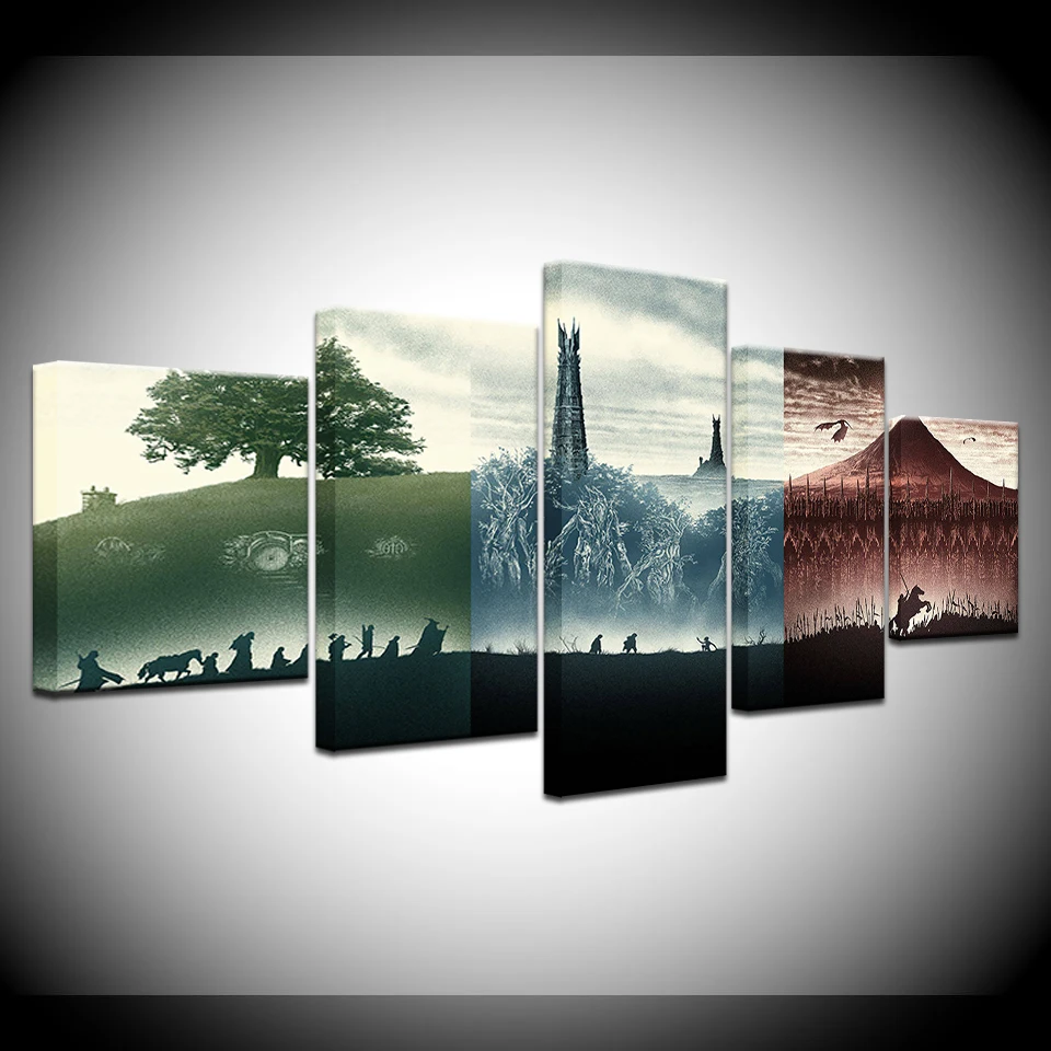 2019 Hot Lord Of The Rings Movies 5 Pieces Canvas Wallpapers Modern Modular Poster Art Paintings For Living Room Home Decor TYG | Дом и сад