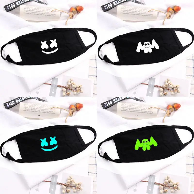 Women Men Harajuku Summer Anti-Dust Mouth Mask Music Hip-Hop DJ Print Luminous Electronic Sound Fan Cotton Respirator Streetwear