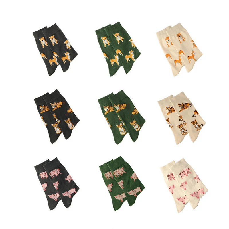 [COSPLACOOL] милые животные Свинья/Кот/мопс дизайн забавные Женские носочки