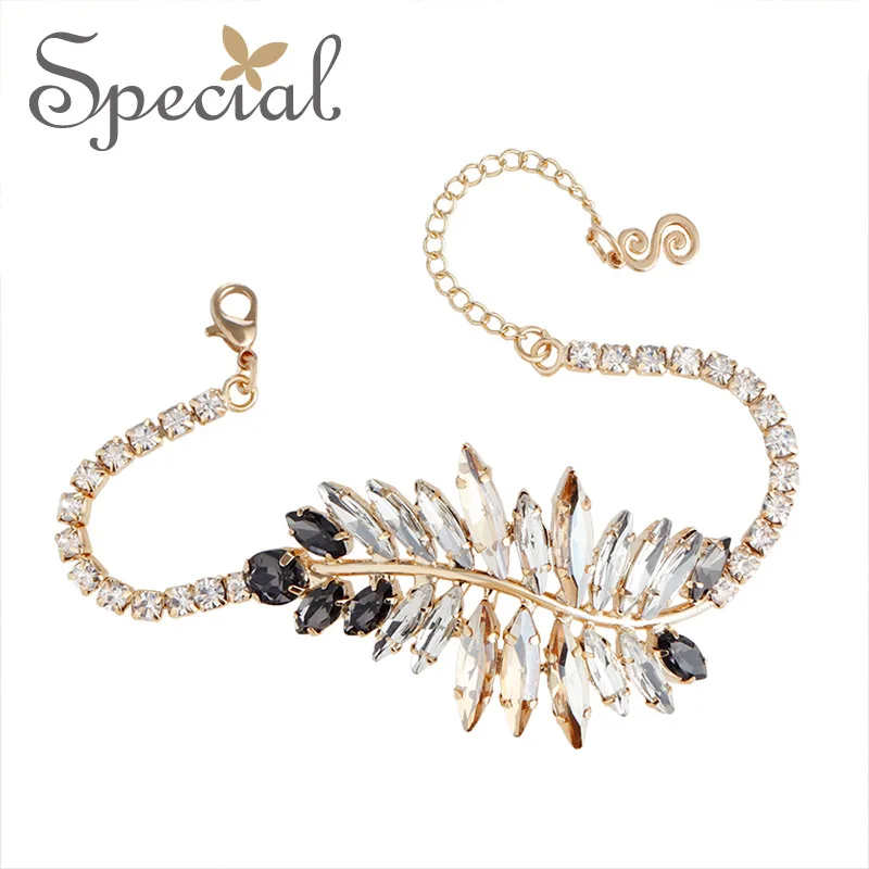 Special European and American leaves bracelet feminine tide lined with white hand fine champagne forest castle | Украшения и