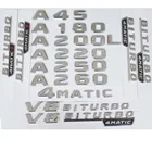 Плоский хромированный значок с буквами заднего багажника Эмблемы для Mercedes Benz A45 AMG A180 A200 A250 A260 V8 BITURBO 4matic W176