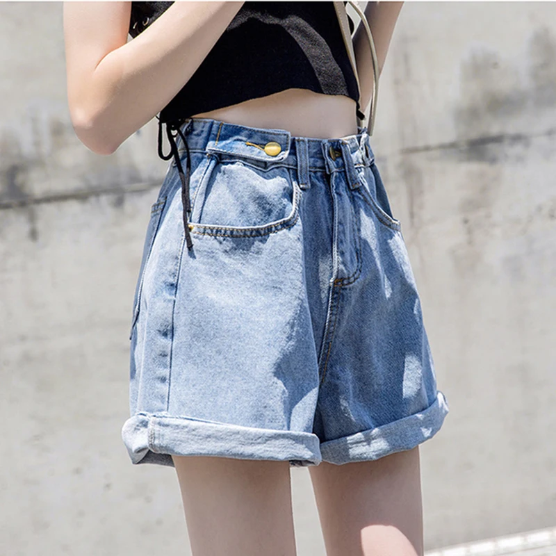 Новинка лета 2020 корейские женские повседневные шорты с высокой талией свободные