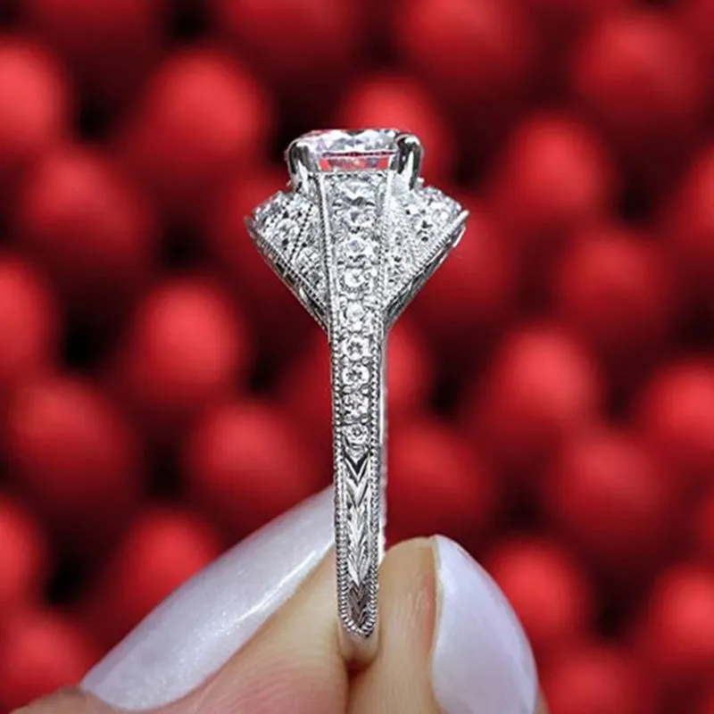 Серебряные полые кольца Модная бижутерия белые кубические циркониевые