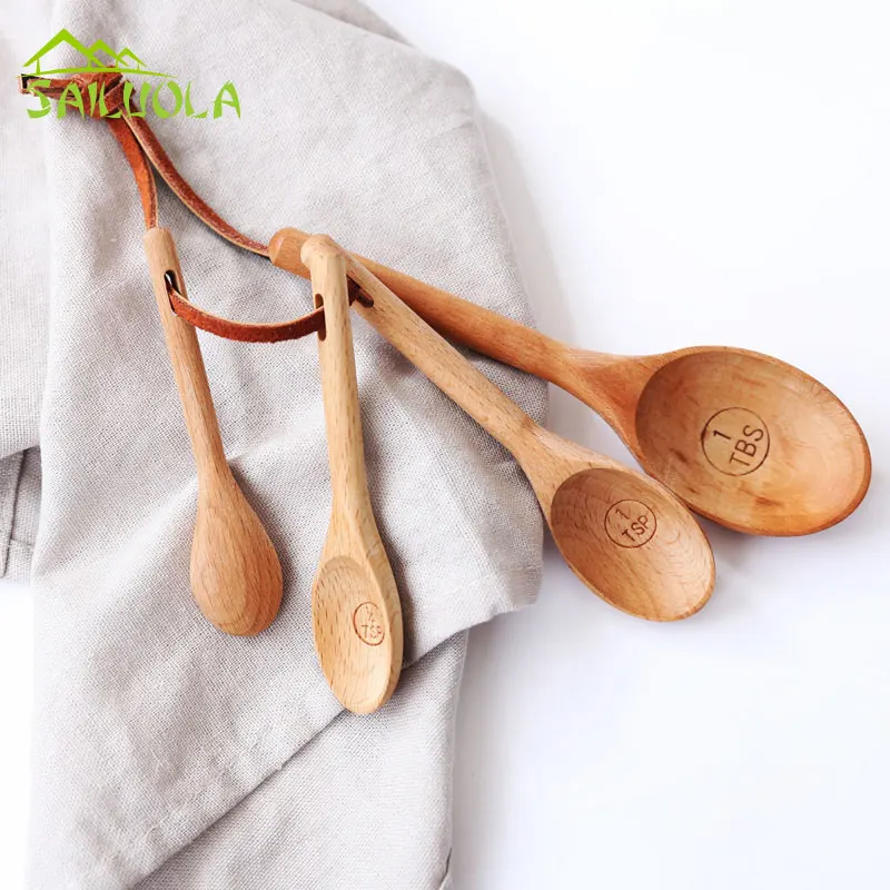 4 шт./лот набор мерных ложек Zakka style кухонная мерная ложка для чая деревянных