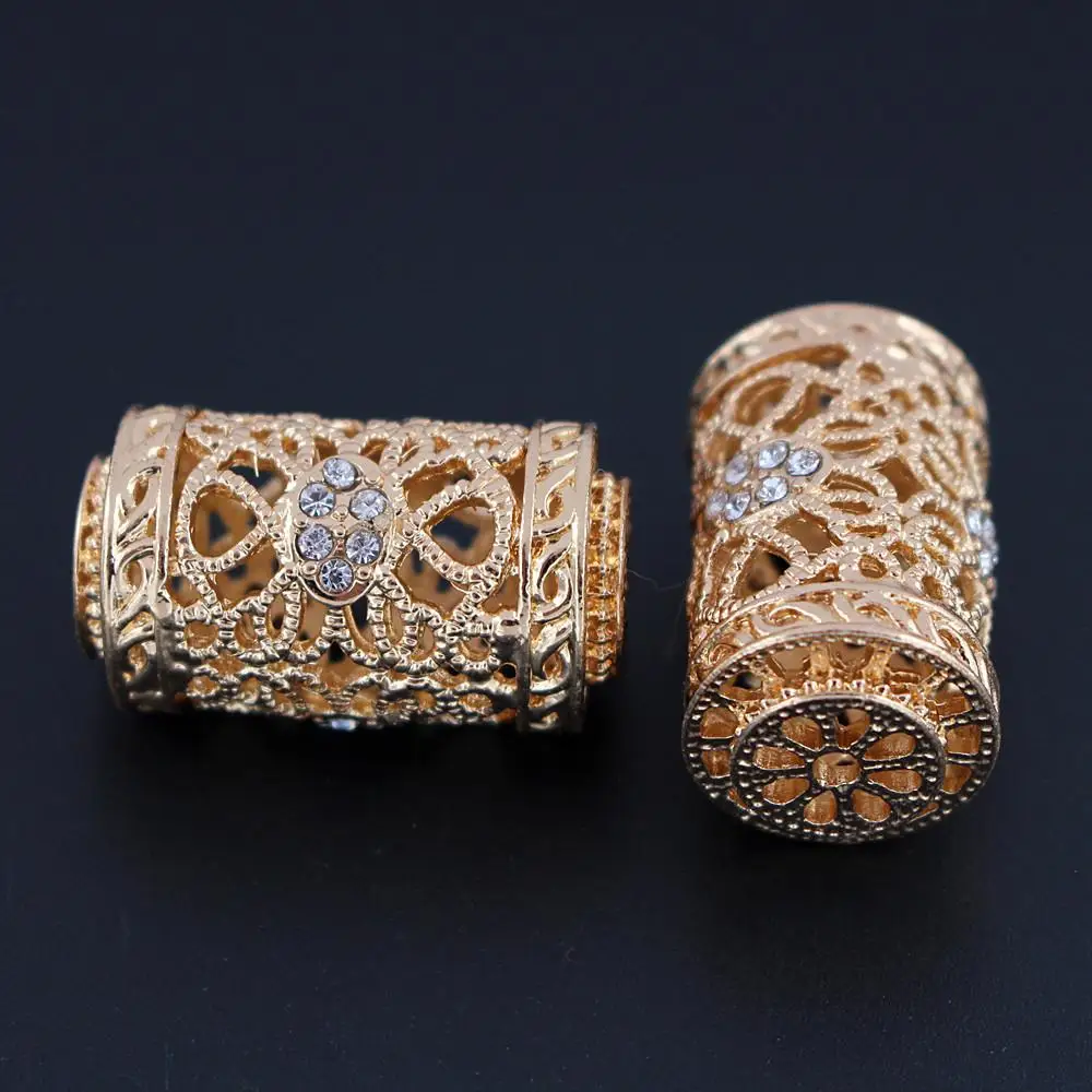 

African Spacer Beads Hollow Metal Connectors Paved Rhinestone DIY Findings for Ghana Ashanti Akan Men Women Wedding Jewelry Set
