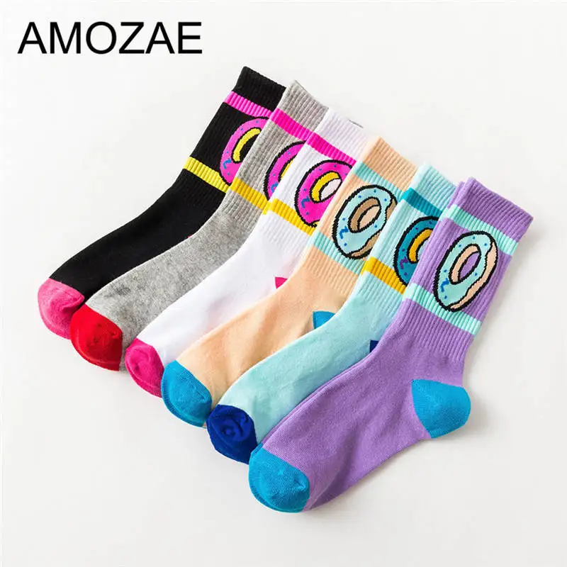 6 пар/уп. милые женские носки с рисунками из мультфильмов 2021 Harajuku Kawaii забавные Amozae