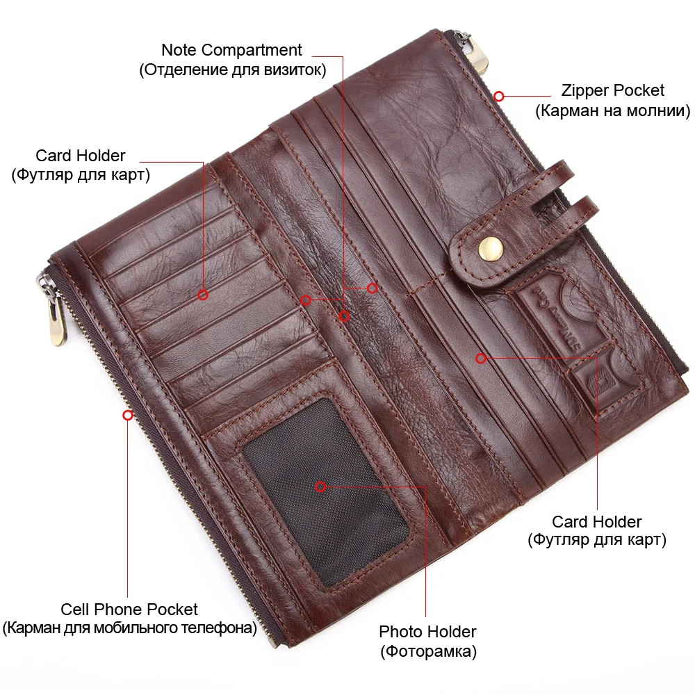 Длинный кошелек MISFITS для мужчин и женщин клатч из натуральной кожи кредитница